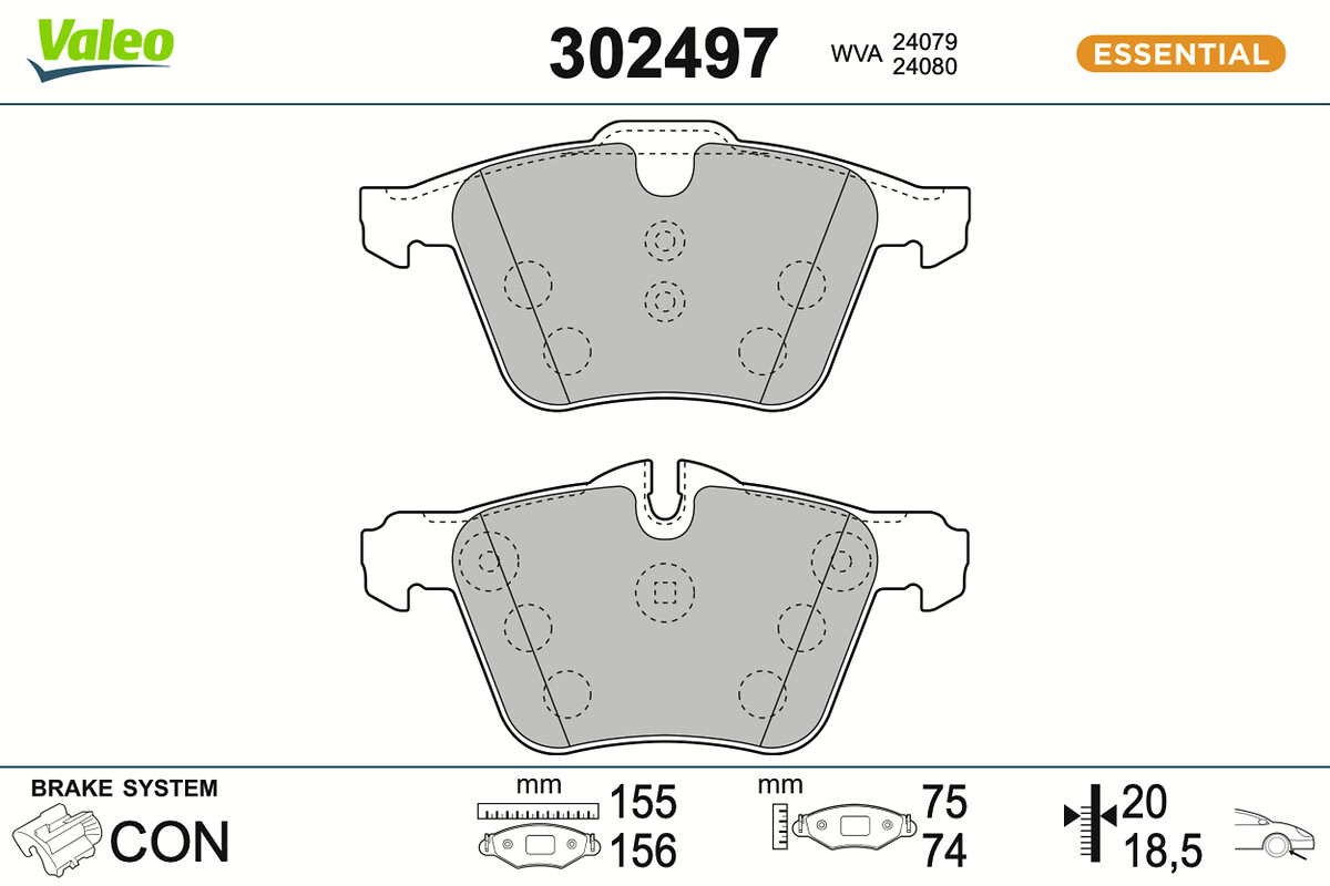Jeu de 4 plaquettes de frein VALEO ref. 302497